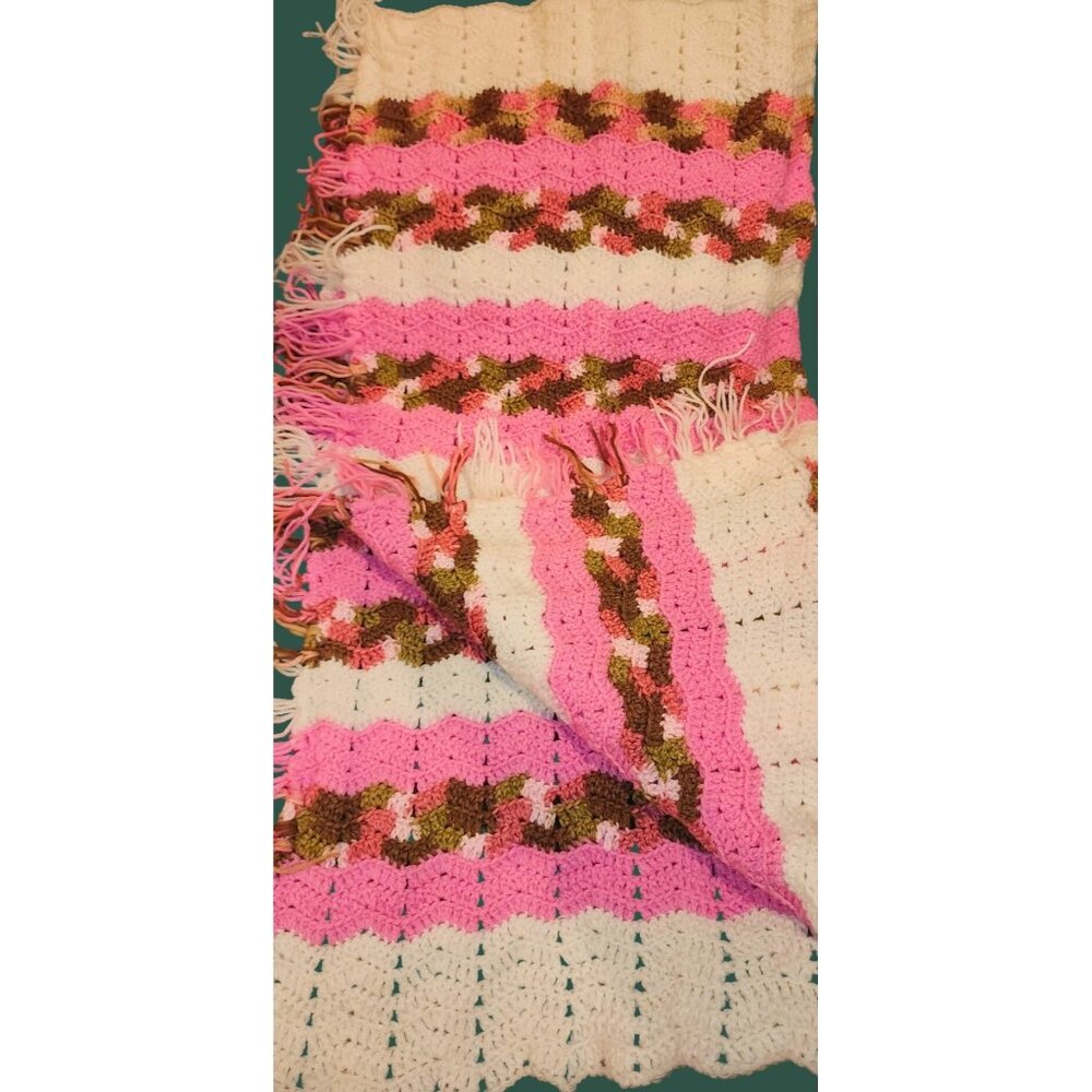 NEW Handmade Crochet Baby Blanket Legacy Pink White Camo